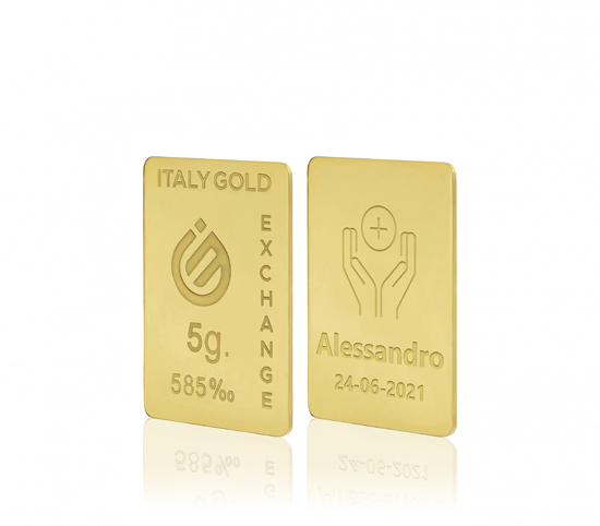 Lingotto Oro regalo per comunione 14 Kt da 5 gr. Italy Gold Exchange